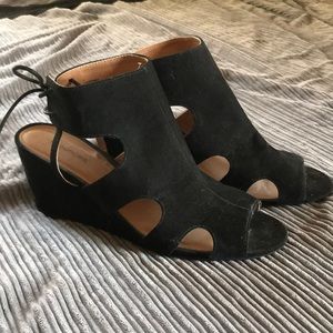 Black suede wedges